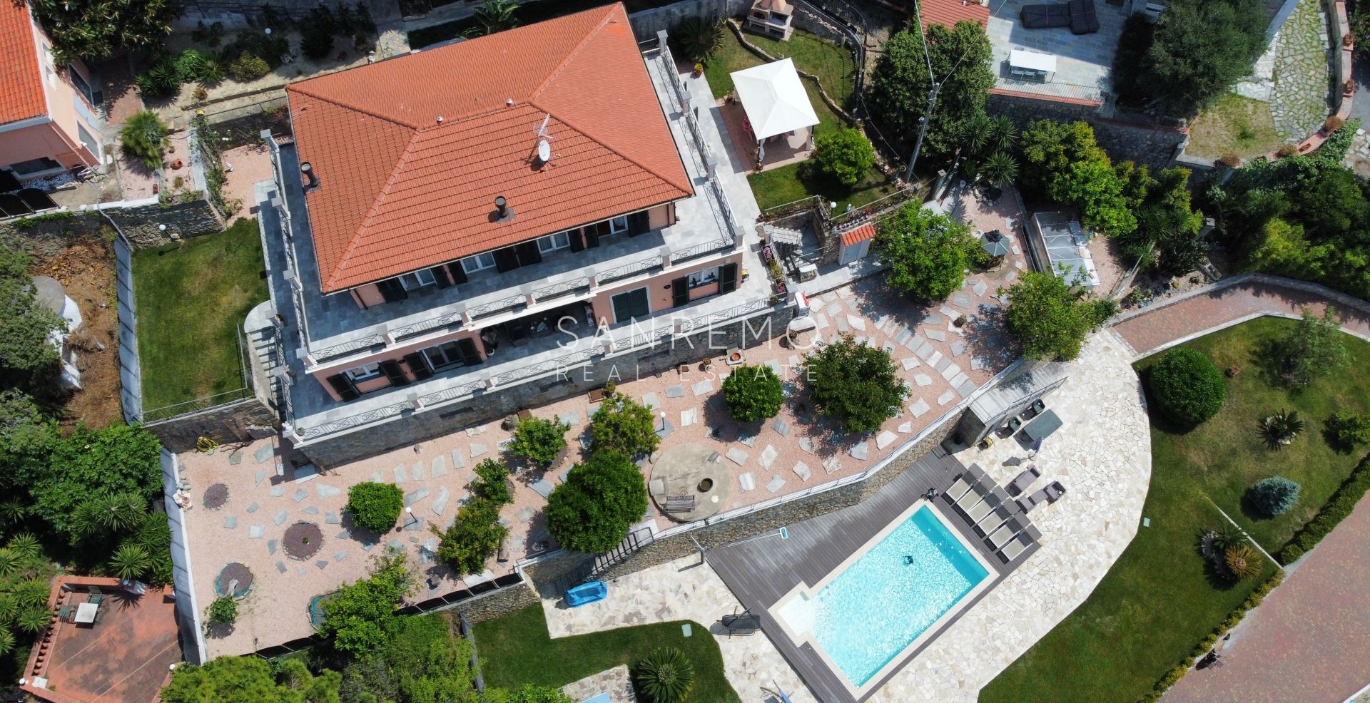 Luxury villa with swimming pool and sea view in Bordighera