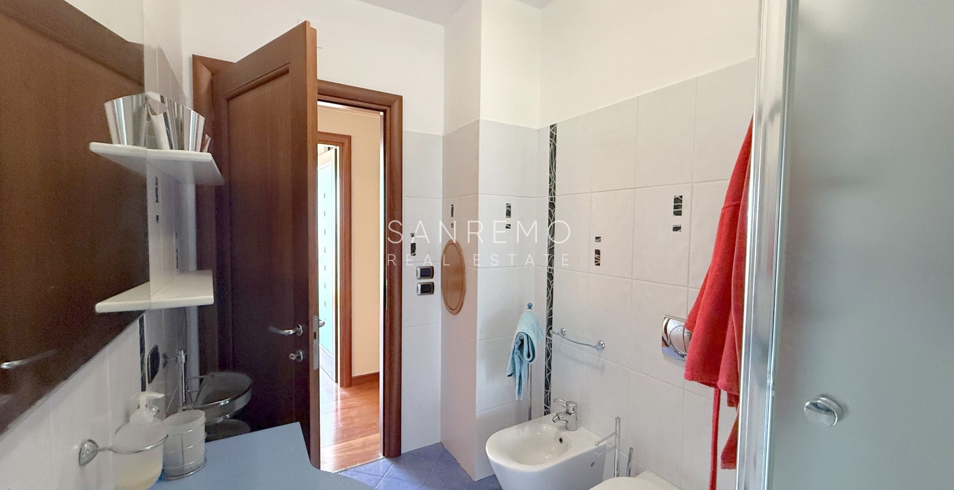 Beautiful villa surrounded by greenery with swimming pool and sea view