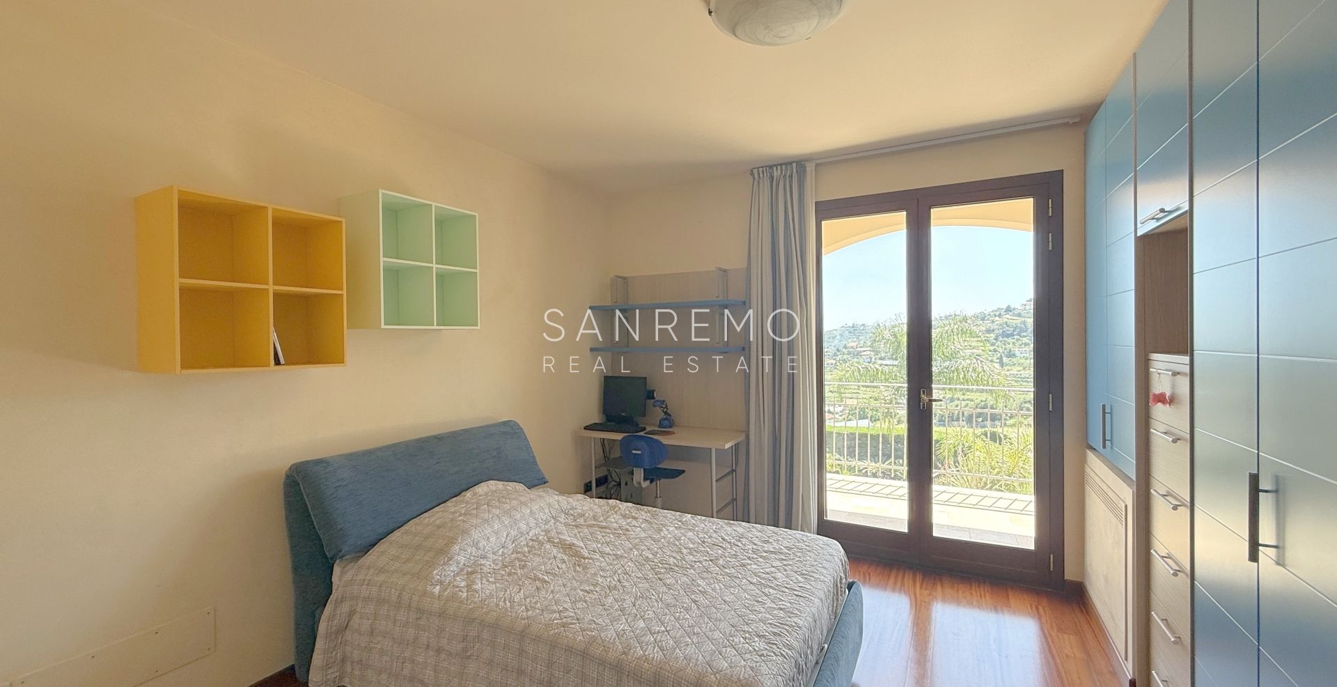 Beautiful villa surrounded by greenery with swimming pool and sea view