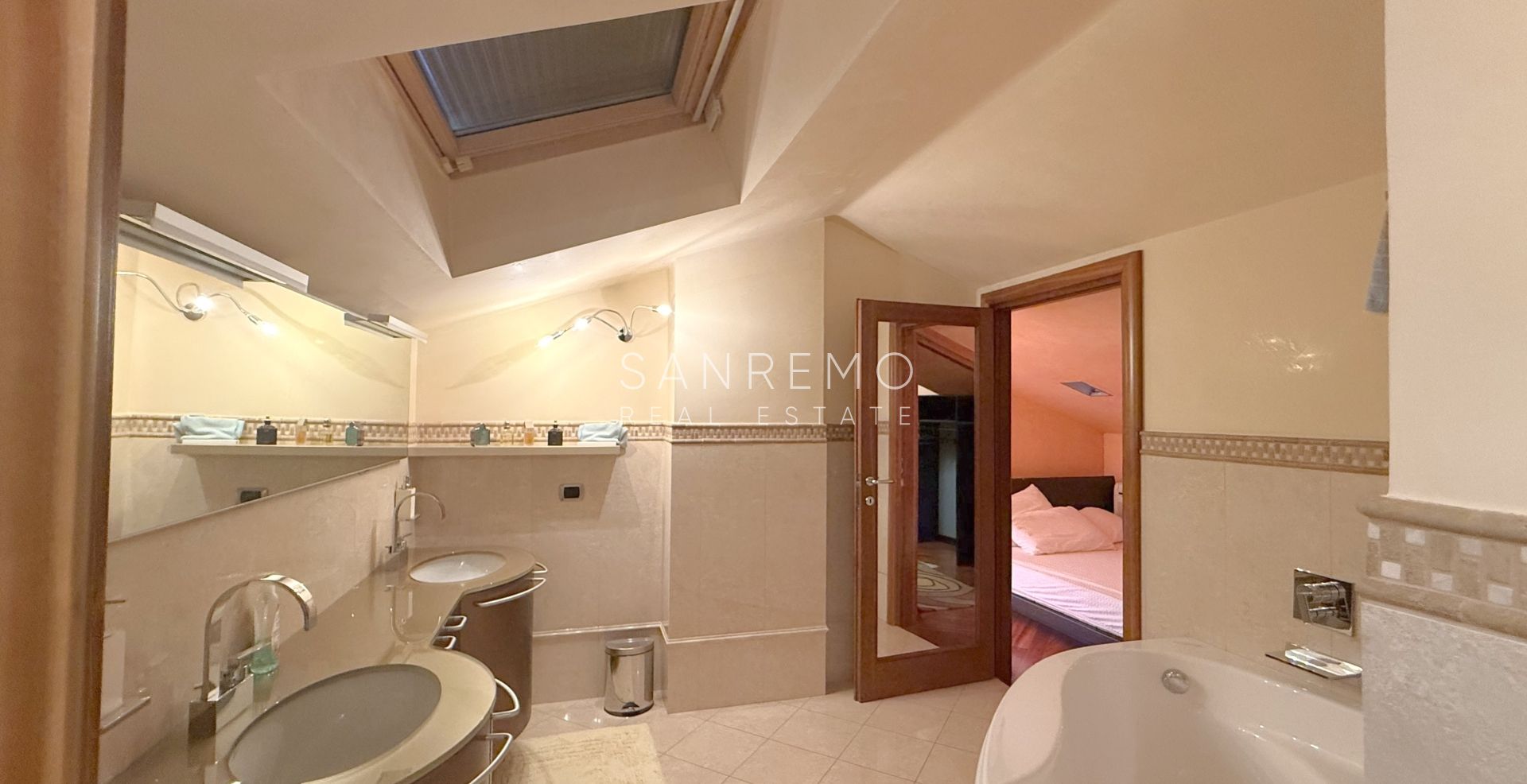 Beautiful villa surrounded by greenery with swimming pool and sea view